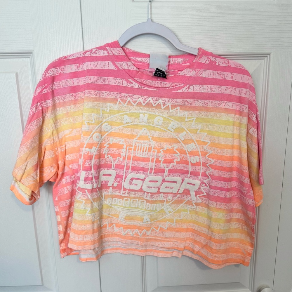Vintage L.A. GEAR neon tie dye cropped t-shirt OSFA
